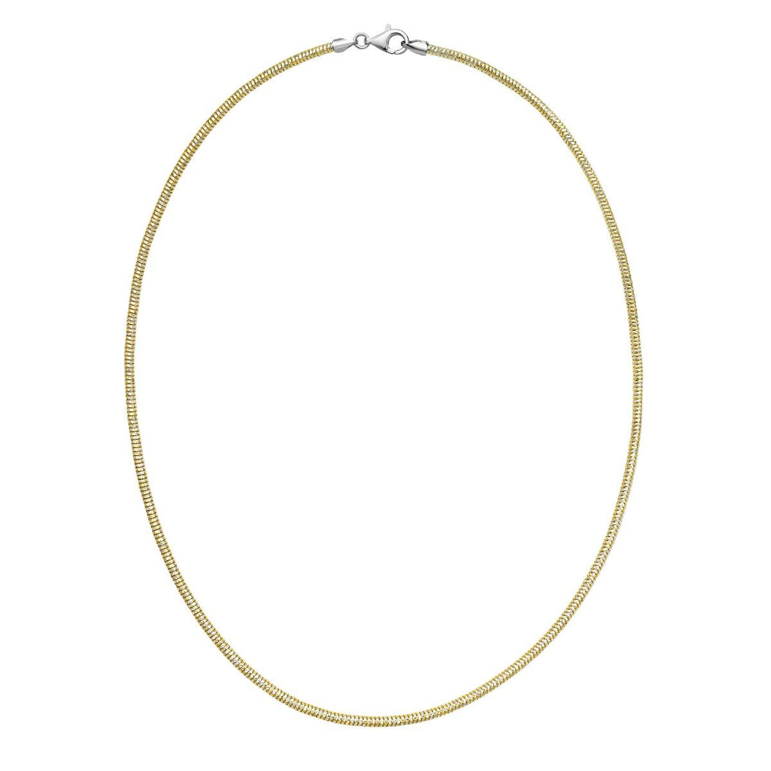 20 Inch Yellow Gold-Plated Sterling Silver Sparkle Snake Chain Necklace with a 2.4 Millimeter Width and a Lobster Clasp