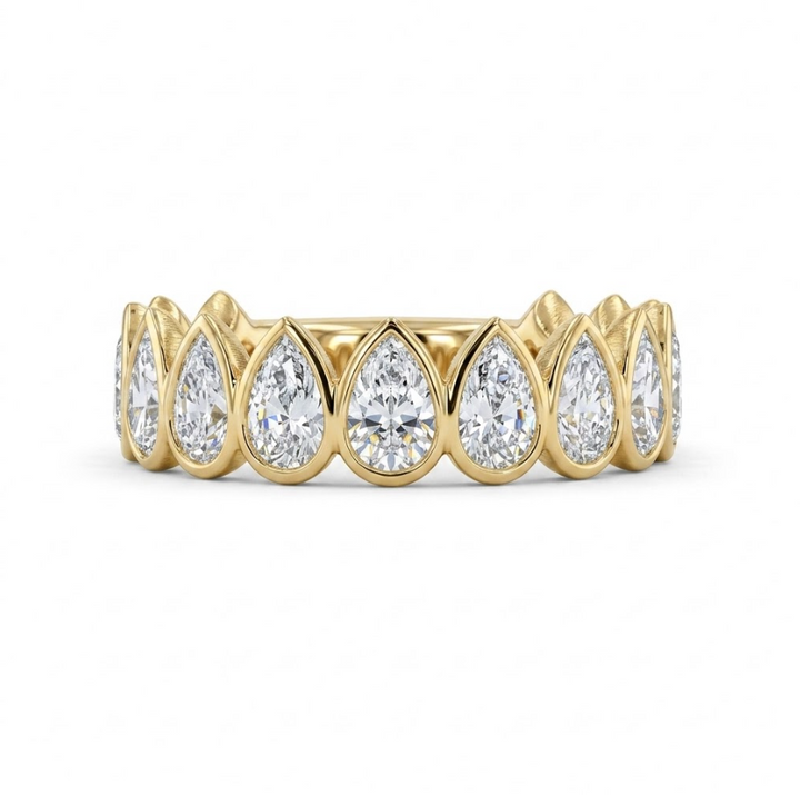 Pear Lab-Grown Diamond Band | 14K Yellow Gold | 1.91 CTW Bezel Set | Eternity Style - Brownee Jewelers
