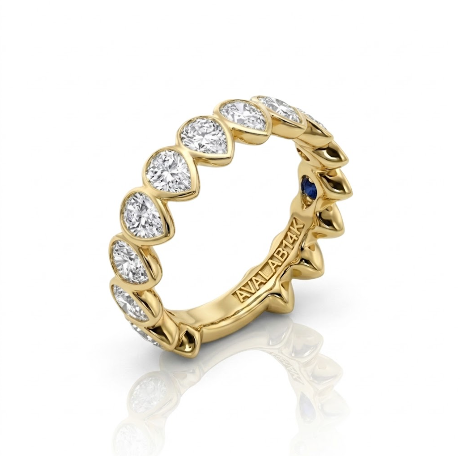 Pear Lab-Grown Diamond Band | 14K Yellow Gold | 1.91 CTW Bezel Set | Eternity Style - Brownee Jewelers