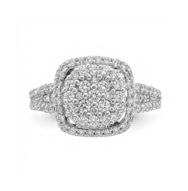 Round Diamond Cluster Halo Ring | 10K White Gold | Diamond Fashion Ring - Brownee Jewelers