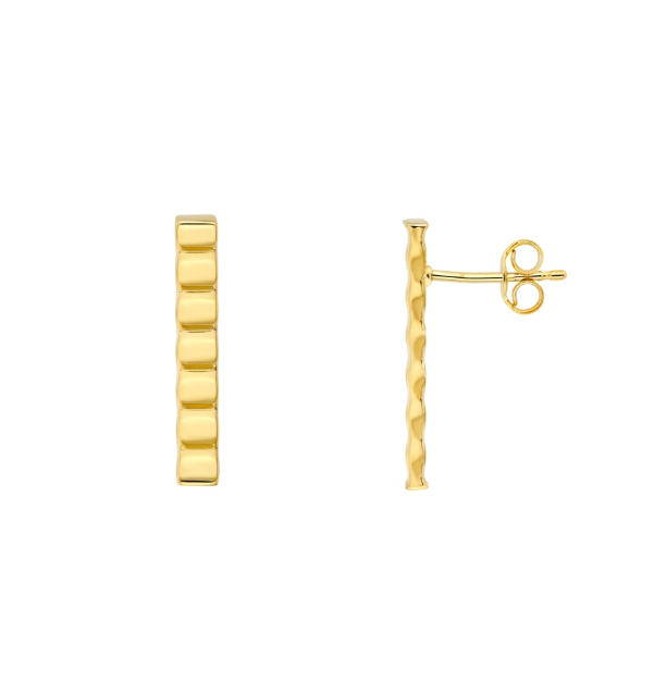 Rectangle Tube Stud Earrings | 14K Yellow Gold | Stud - Brownee Jewelers