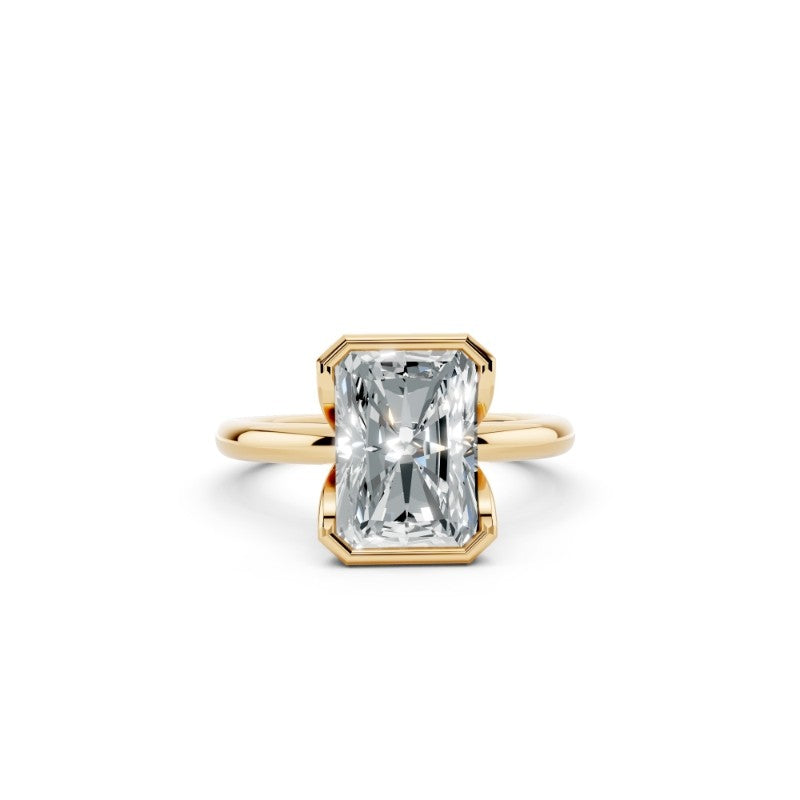 Radiant-Cut Lab-Grown Diamond Half Bezel Ring