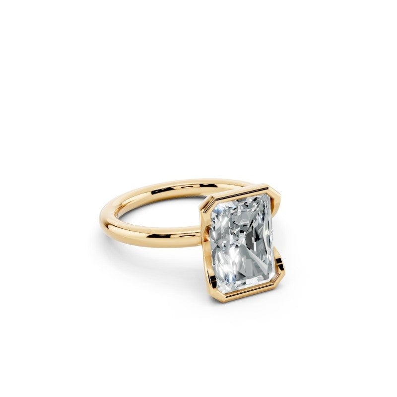 Radiant-Cut Lab-Grown Diamond Half Bezel Ring