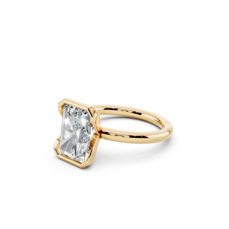 Radiant-Cut Lab-Grown Diamond Half Bezel Ring