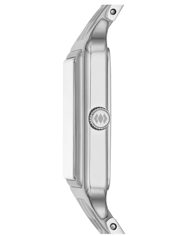 Raquel Three-Hand Date Watch | Fossil | Stainless Steel | Rectangular Silver Dial | Date Display - Brownee Jewelers