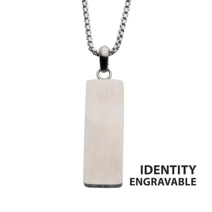 Steel Engravable Drop Pendant with Round Box Chain