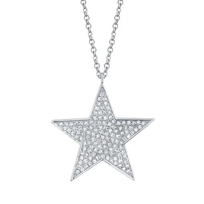 .26 TOTAL CARAT WEIGHT DIAMOND STAR PENDANT IN 14K WHITE GOLD
