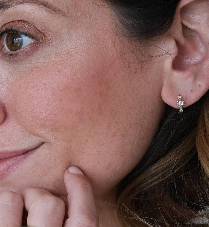 Diamond Starburst Hoop Earrings | Gold Plated / Sterling Silver | Hoop Earrings - Brownee Jewelers