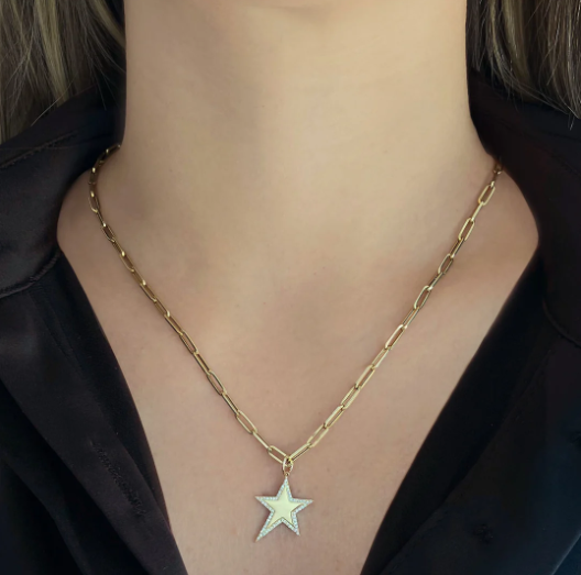 Modern Pave Outline Star Charm