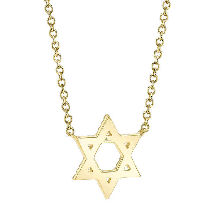  0.11CT DIAMOND STAR OF DAVID NECKLACE IN 14K YELLOW GOLD