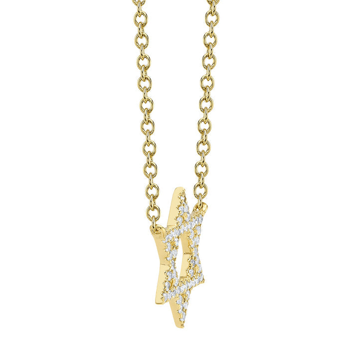  0.11CT DIAMOND STAR OF DAVID NECKLACE IN 14K YELLOW GOLD