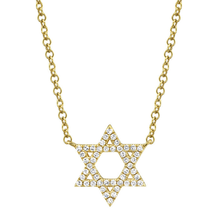  0.11CT DIAMOND STAR OF DAVID NECKLACE IN 14K YELLOW GOLD