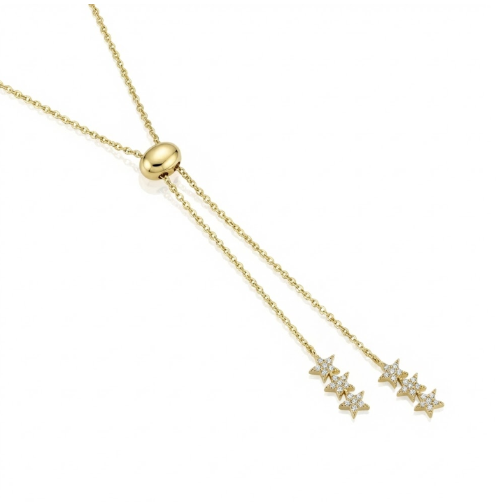 Diamond Star Bolo Necklace | 14K Yellow Gold | Pavé Diamonds | Adjustable Necklace - Brownee Jewelers