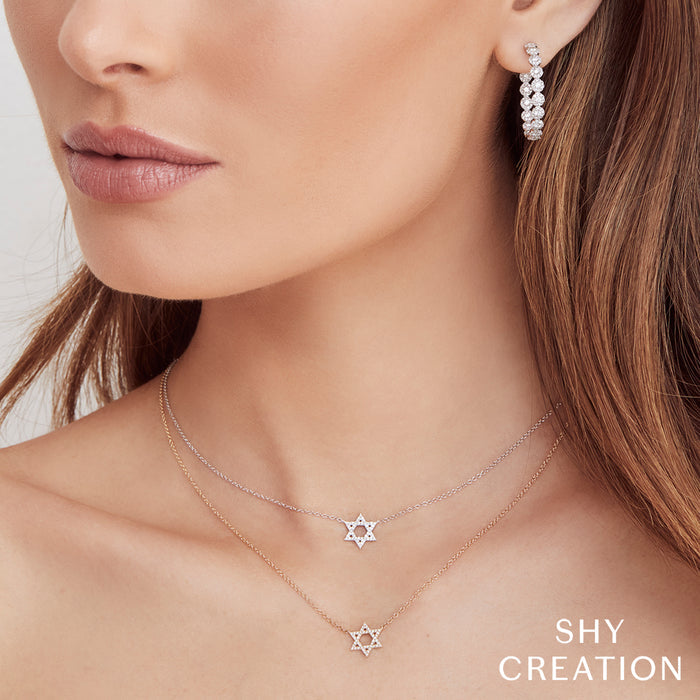 SHY CREATION KATE | 0.11CT DIAMOND STAR OF DAVID NECKLACE | 14K WHITE GOLD | SC55005241 - Brownee Jewelers