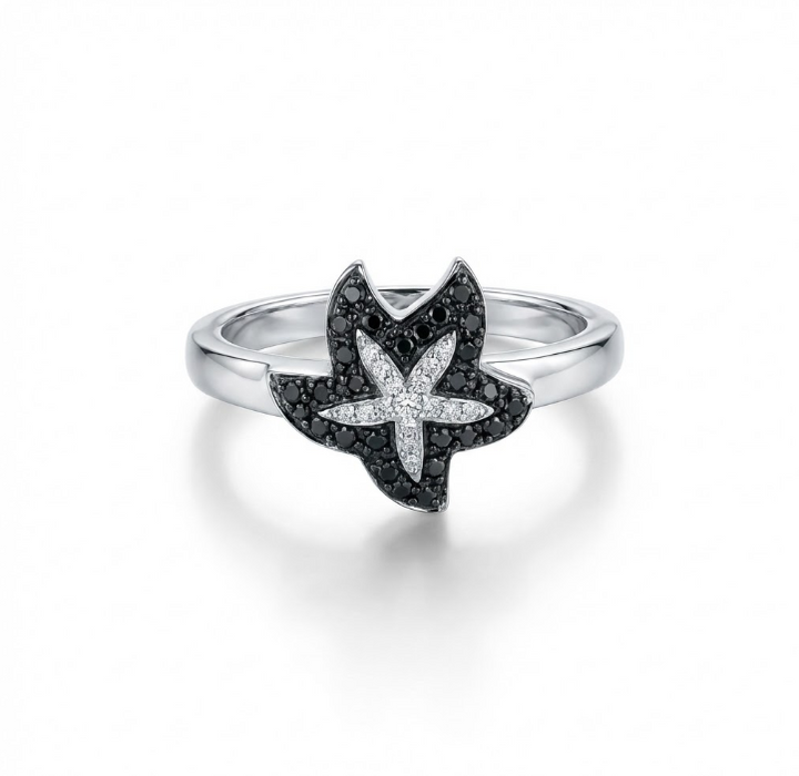 Black & White Diamond Star Ring