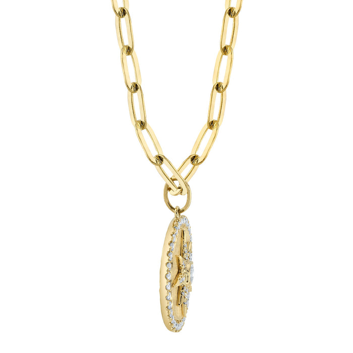 0.43CT DIAMOND BEZEL STAR PAPER CLIP LINK NECKLACE IN 14K YELLOW GOLD