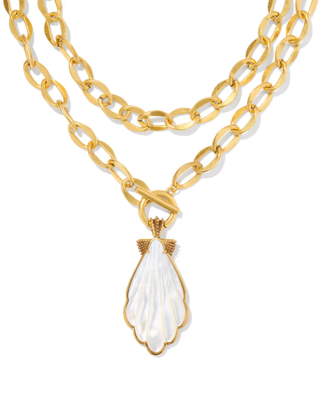 Kendra Scott | Alexa Statement Necklace | Vintage Gold | Ivory Mother-of-Pearl Shell | 32 Inch | 9608877149 - Brownee Jewelers