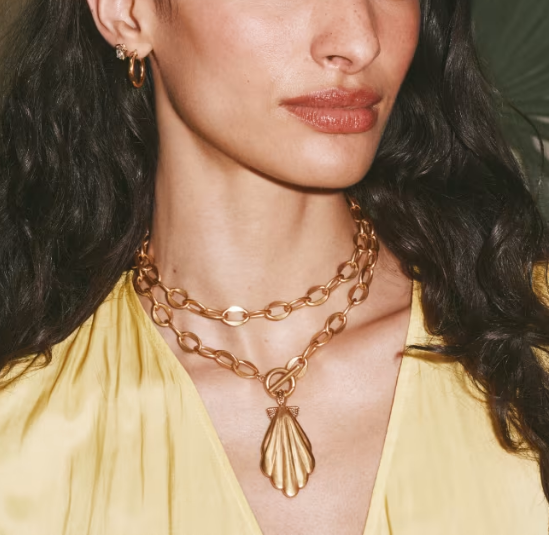 Kendra Scott | Alexa Statement Necklace | Vintage Gold | Ivory Mother-of-Pearl Shell | 32 Inch | 9608877149 - Brownee Jewelers