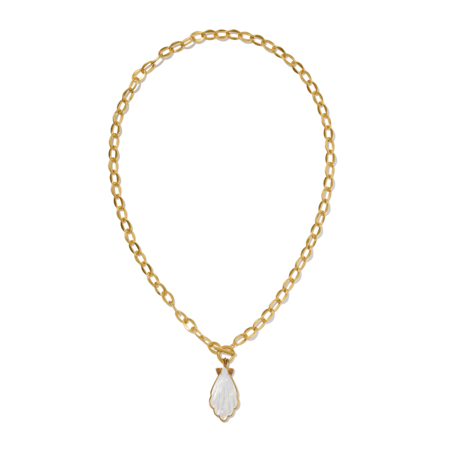 Kendra Scott | Alexa Statement Necklace | Vintage Gold | Ivory Mother-of-Pearl Shell | 32 Inch | 9608877149 - Brownee Jewelers