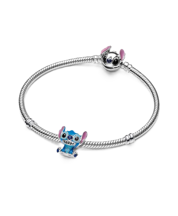 Pandora x Disney Stitch Charm in Sterling Silver with Blue Enamel