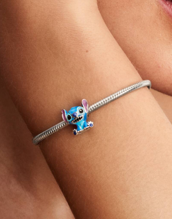 Pandora x Disney Stitch Charm in Sterling Silver with Blue Enamel