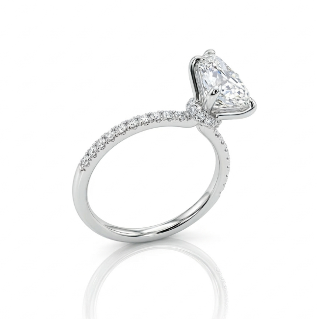 Pear Lab-Grown Diamond Ring | 14K White Gold | Diamond | Pavé | Engagement Ring - Brownee Jewelers