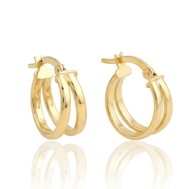 Double Tube Hoop Earrings | 14K Yellow Gold | 10 mm | Rounded Hoop Design - Brownee Jewelers
