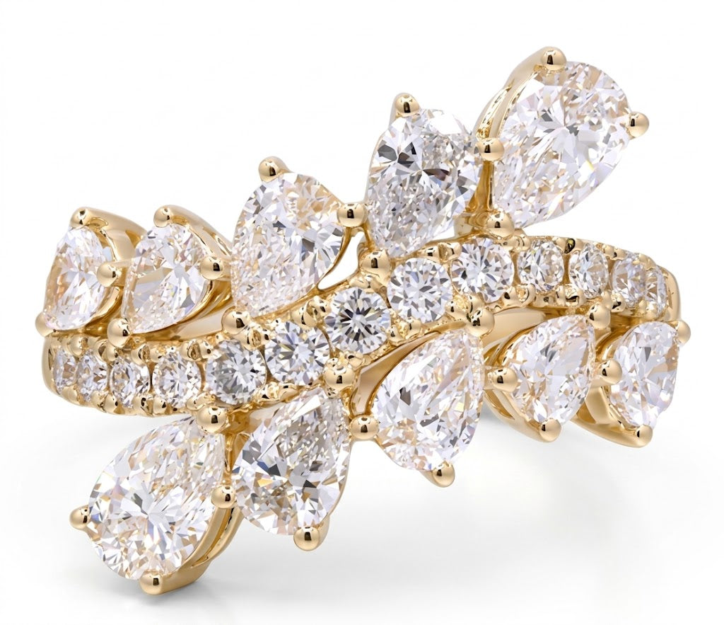 14K Yellow Gold 2.41 CTW Pear & Round Lab-Grown Diamond Bypass Ring