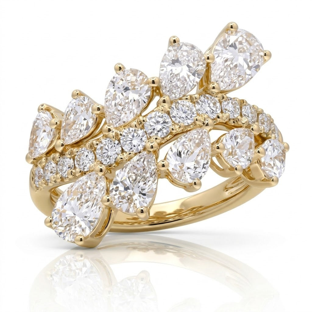14K Yellow Gold 2.41 CTW Pear & Round Lab-Grown Diamond Bypass Ring