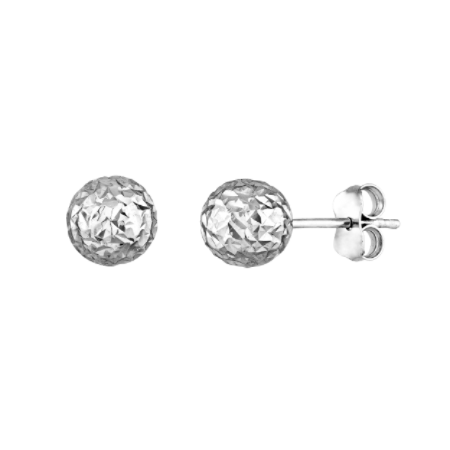 7 Millimeter Round Diamond-Cut Stud Earrings in Rhodium-Plated Sterling Silver
