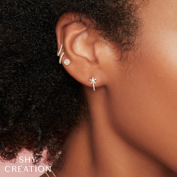 0.07CT DIAMOND PAVE CIRCLE STUD EARRING