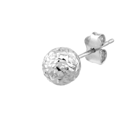 7 Millimeter Round Diamond-Cut Stud Earrings in Rhodium-Plated Sterling Silver