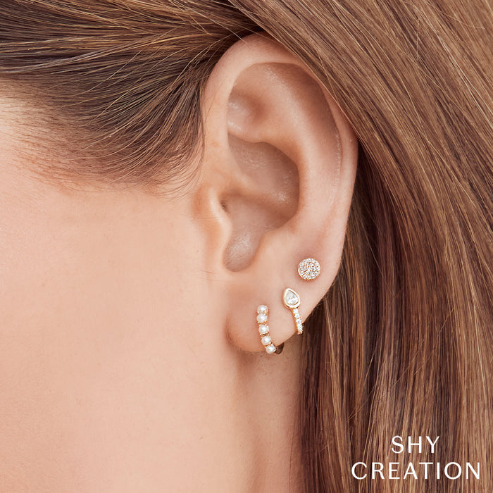 0.07CT DIAMOND PAVE CIRCLE STUD EARRING