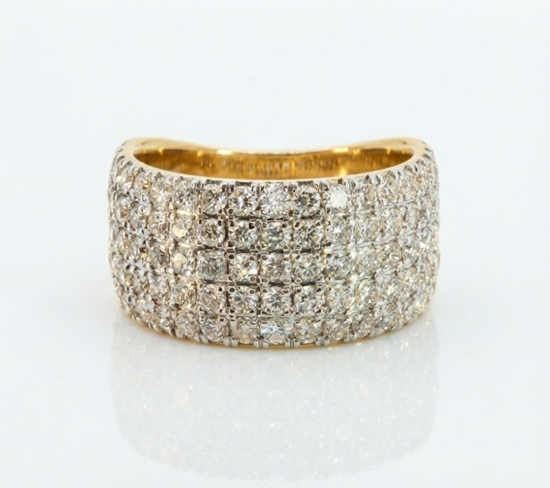 Wide Pavé Diamond Band | 10K Yellow Gold | Multi-Row | Statement Ring - Brownee Jewelers