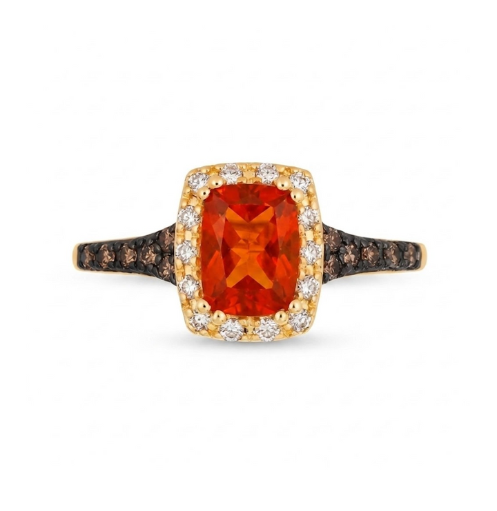 LeVian | Orange Opal & Diamond Halo Ring | 14K Yellow Gold | Chocolate & Vanilla Diamonds | BVYR 4 - Brownee Jewelers