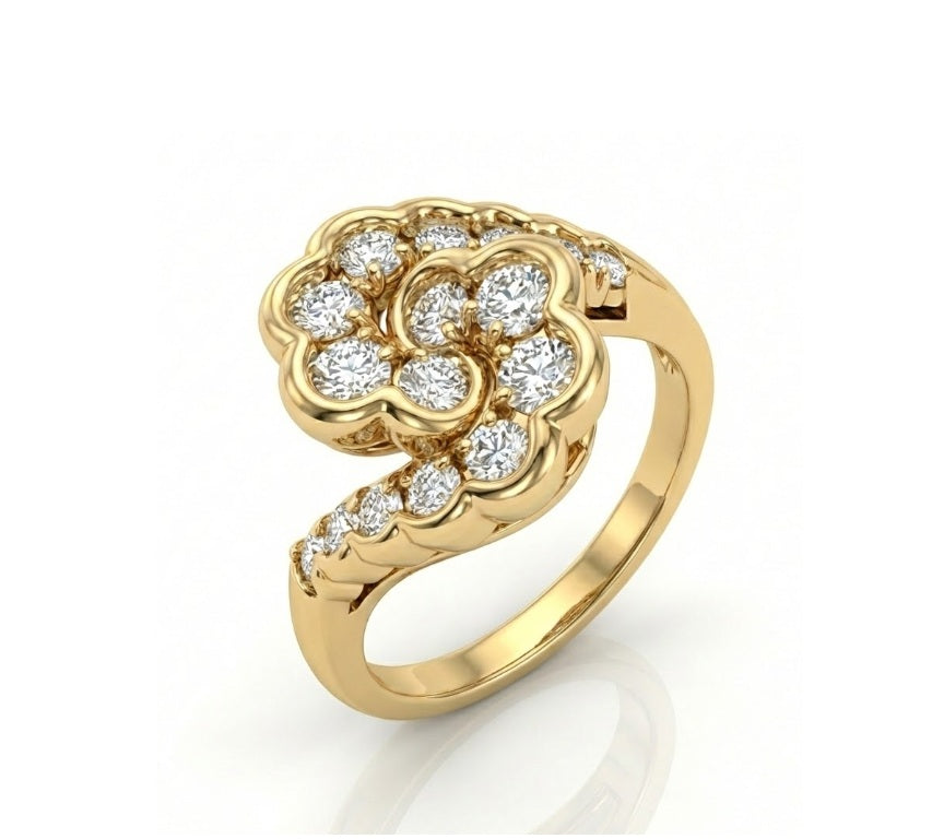 Round Diamond Swirl Cluster Ring