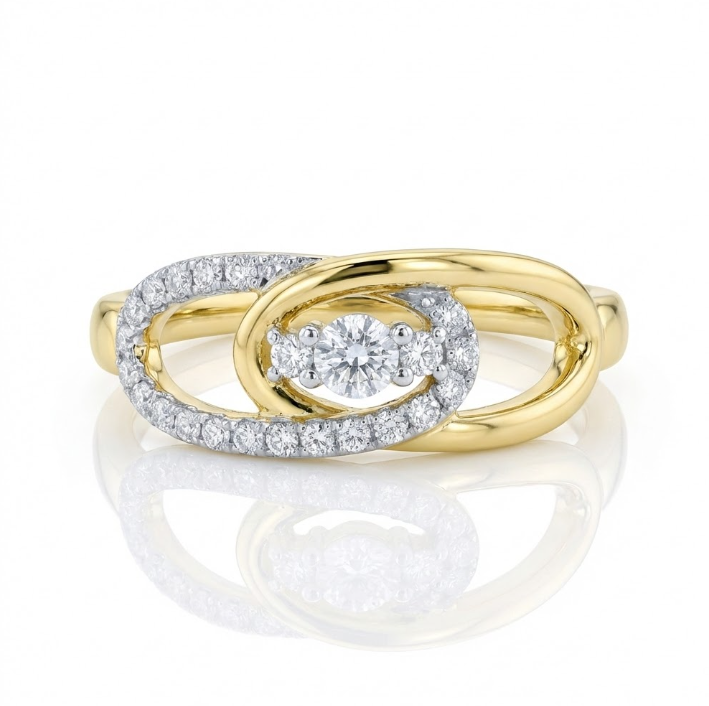 Diamond Swirl Bypass Ring | 14K Yellow Gold | 0.33 ctw | Modern Diamond Fashion Ring - Brownee Jewelers