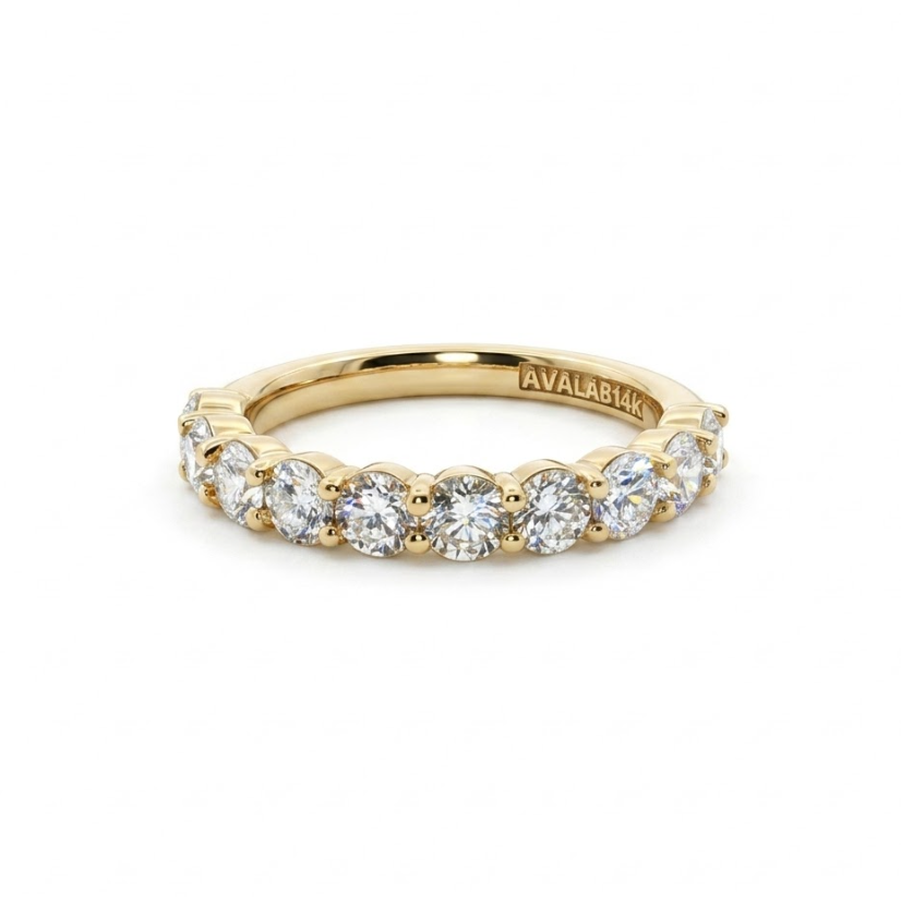 Round Lab-Grown Diamond Band | 14K Yellow Gold | 1.00 CTW | Classic Shared Prong Design - Brownee Jewelers