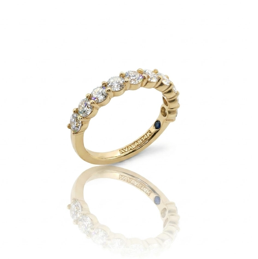 Round Lab-Grown Diamond Band | 14K Yellow Gold | 1.00 CTW | Classic Shared Prong Design - Brownee Jewelers