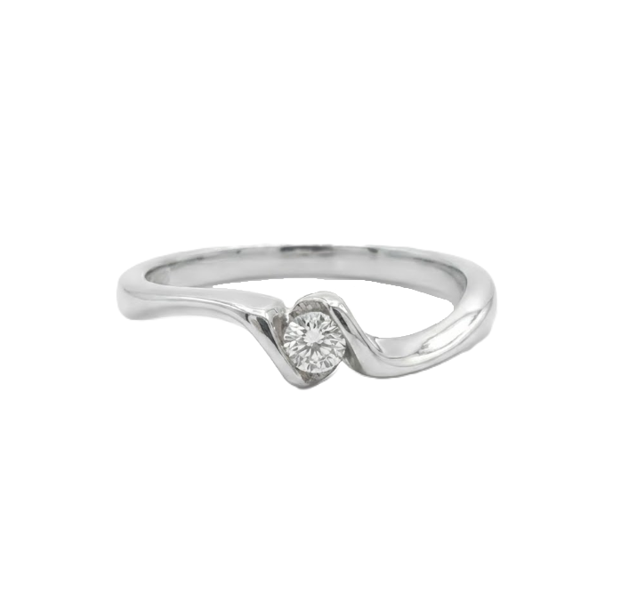 Round Diamond Solitaire Ring | 10K White Gold | 0.10 ct Diamond Ring - Brownee Jewelers
