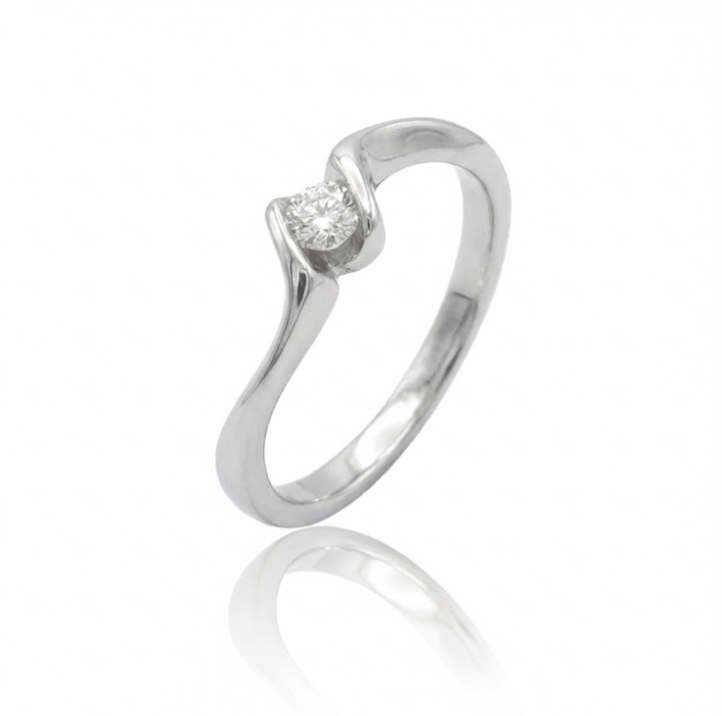 Round Diamond Solitaire Ring | 10K White Gold | 0.10 ct Diamond Ring - Brownee Jewelers