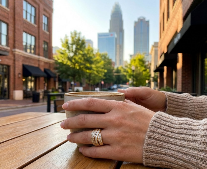 Baguette Diamond Wide Channel Band | 14K Yellow Gold | Multi-Row Statement Ring - Brownee Jewelers
