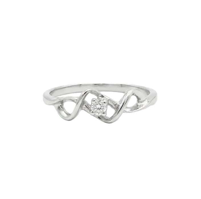 Freeform Diamond Wave Ring | 10K White Gold | Round Diamond Fashion Ring - Brownee Jewelers