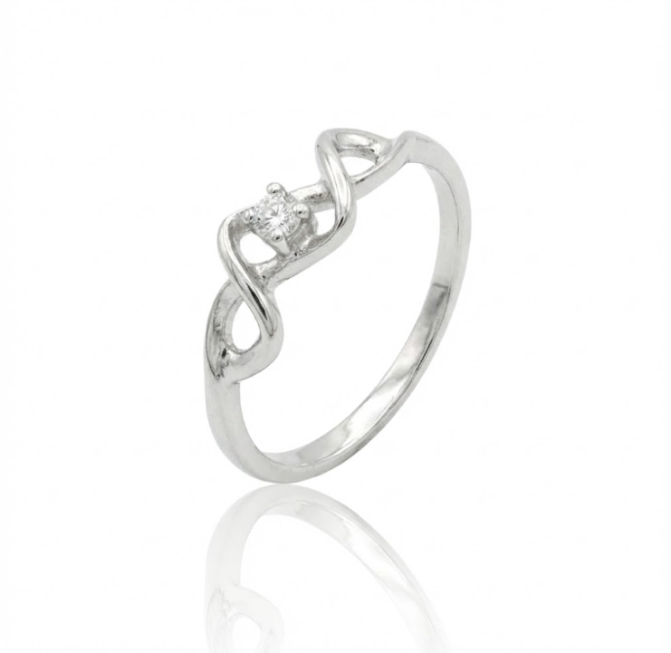 Freeform Diamond Wave Ring | 10K White Gold | Round Diamond Fashion Ring - Brownee Jewelers