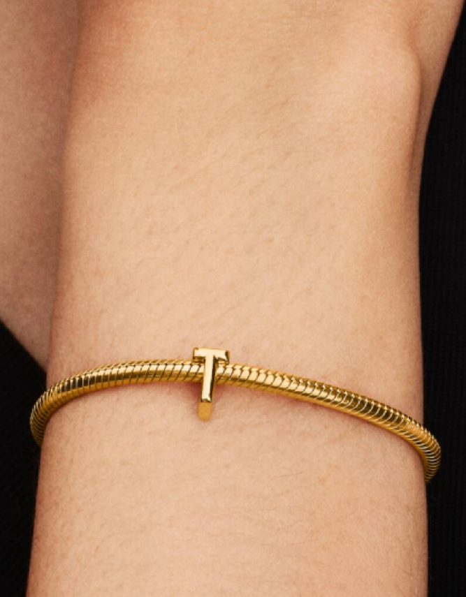 Pandora Letter "T" Charm in 14K Gold Plating