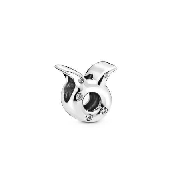 Pandora Taurus Zodiac Charm in Sterling Silver with Clear Cubic Zirconias