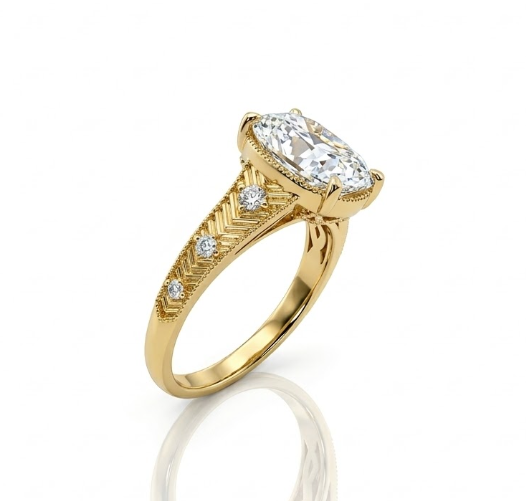 Taylor Swift Inspired Cushion Lab-Grown Diamond Engagement Ring | 14K Yellow Gold | 3.08 ct | VS1, E color, Cushion | 3.10 ctw - Brownee Jewelers