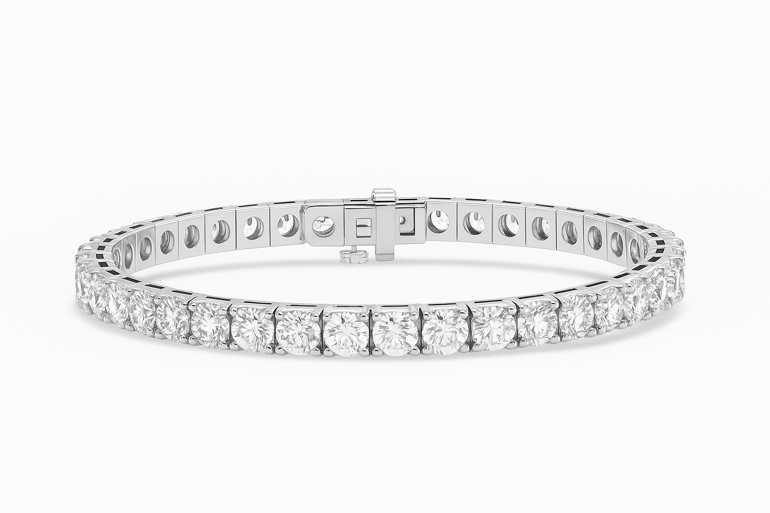 14kt white gold 14.01 carat lab grown round diamond tennis bracelet 