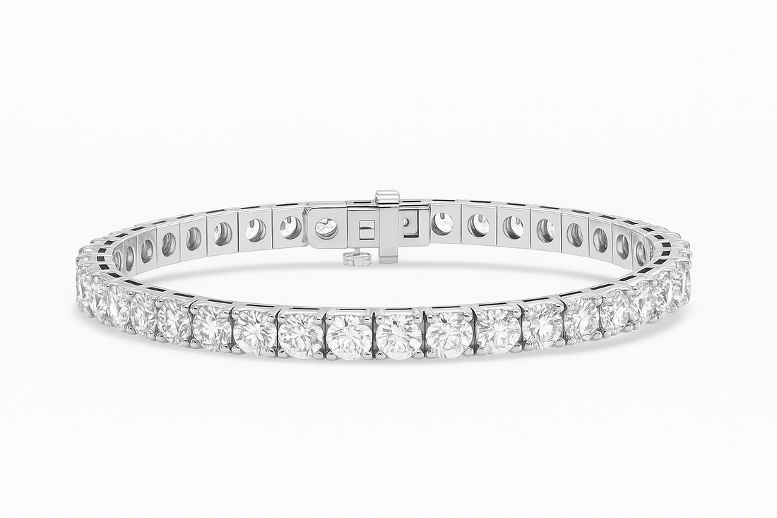 14kt white gold 14.01 carat lab grown round diamond tennis bracelet 