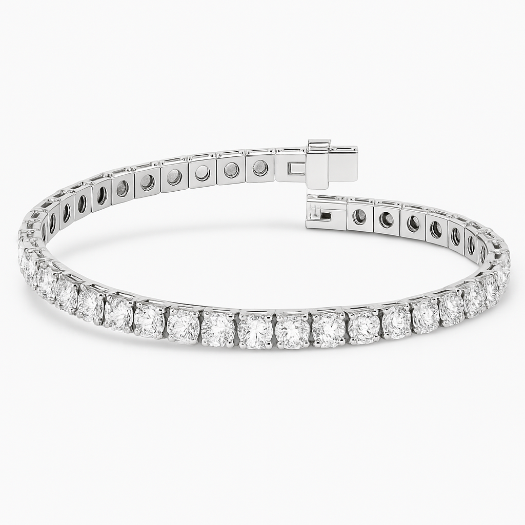 14kt white gold 14.01 carat lab grown round diamond tennis bracelet 